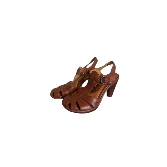 Born Brown Leather T-Strap Heels - Women’s Size 9 - Picture 1 of 9